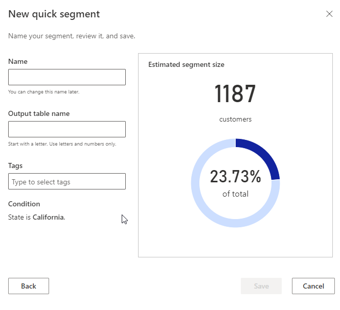 Name and estimation for a quick segment.