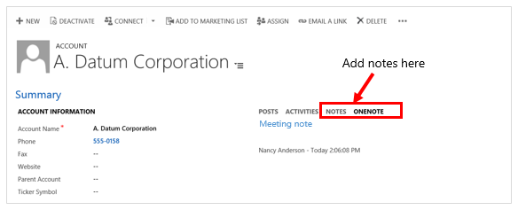 Add notes or OneNote notes in Dynamics 365 Customer Service.