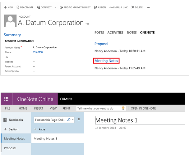 Add Meeting Notes in OneNote.