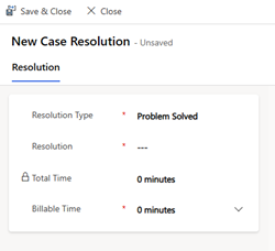 Screenshot displaying the customized case resolution dialog
