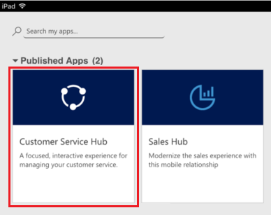 Select Customer Service Hub on a mobile device.