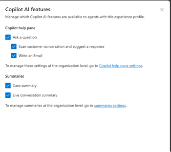 Screenshot of Copilot AI features section in Copilot.