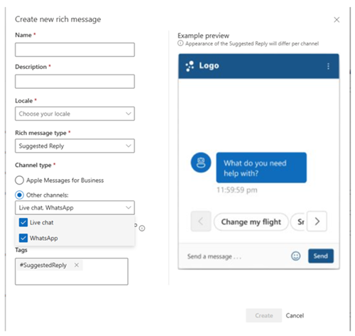Create new rich message