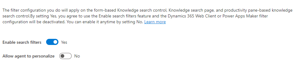 Search filters are enabled by default.