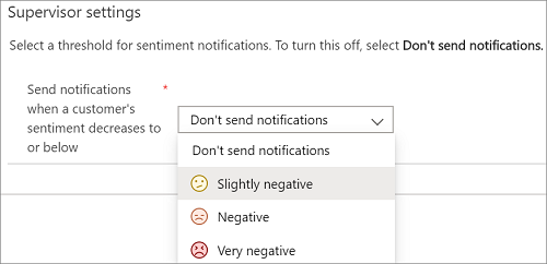Send notifications when a customer's sentiment decreases to or below.
