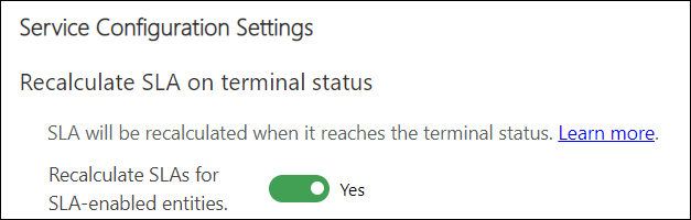 Enable recalculate SLA on reaching terminal status.