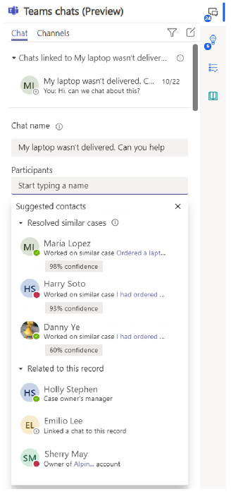 Suggested contacts view in Teams.