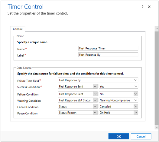 Timer control in Customer Service Hub.