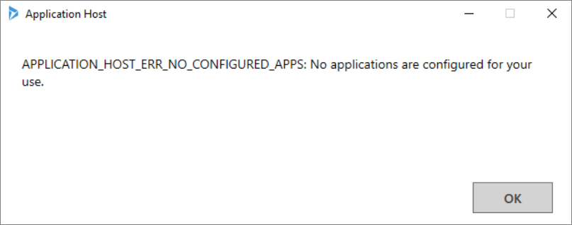 Unified Service Desk application configuration error.