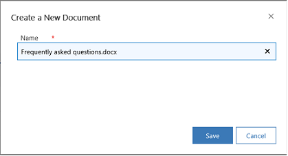 Dialog box for creating a new document.
