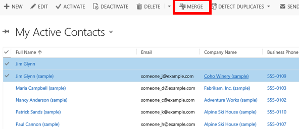 office 365 merge duplicate contacts