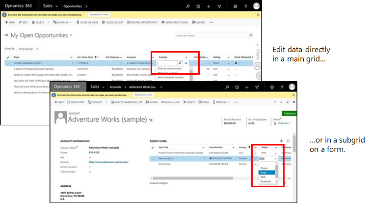 Use Editable Grid control in Dynamics 365 Customer Engagement (on-premises)  | Microsoft Learn