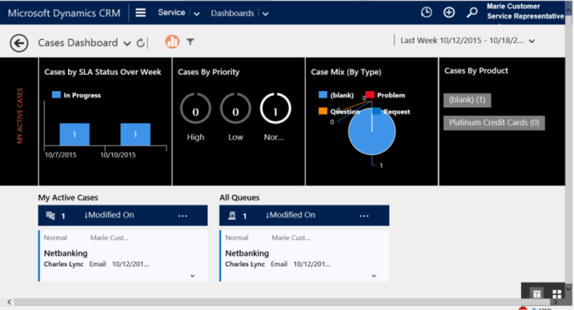 Open cases dashboard.