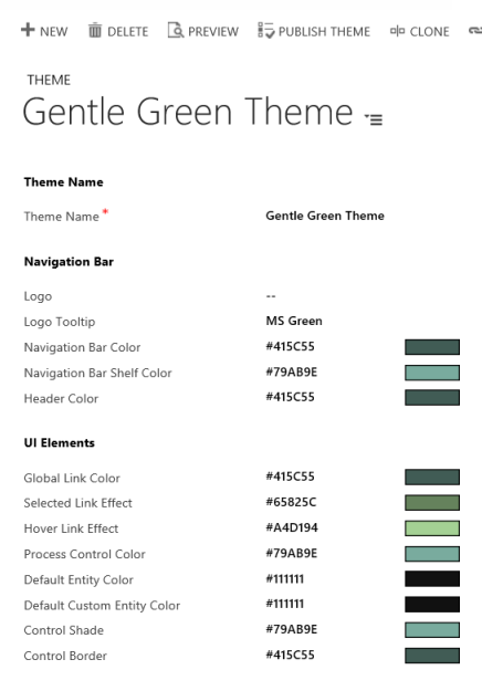 Gentle green theme colors.