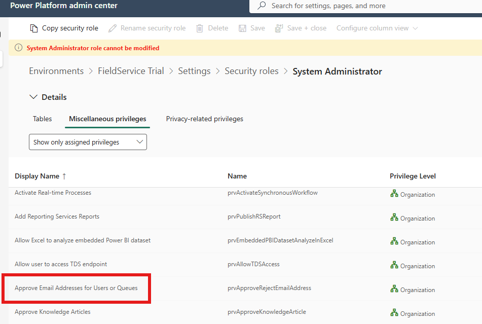 Screenshot of adding approve email addresses in Power Platform admin center.