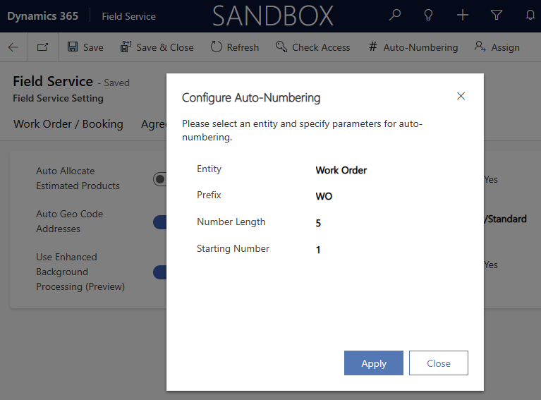 Screenshot of the auto-numbering configuration dialog box.