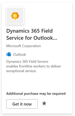 Field Service Outlook add-in card