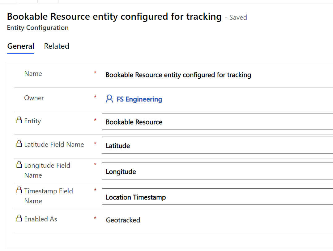 Screenshot of bookable resource geofence configurations.