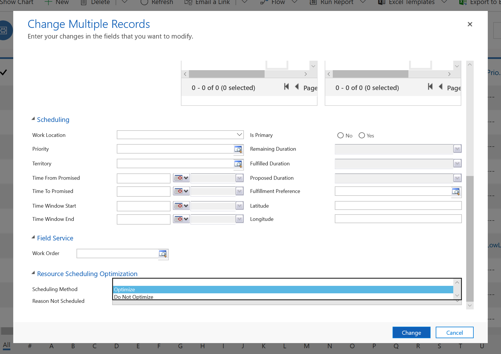 Screenshot of the scheduling method set to "optimize."