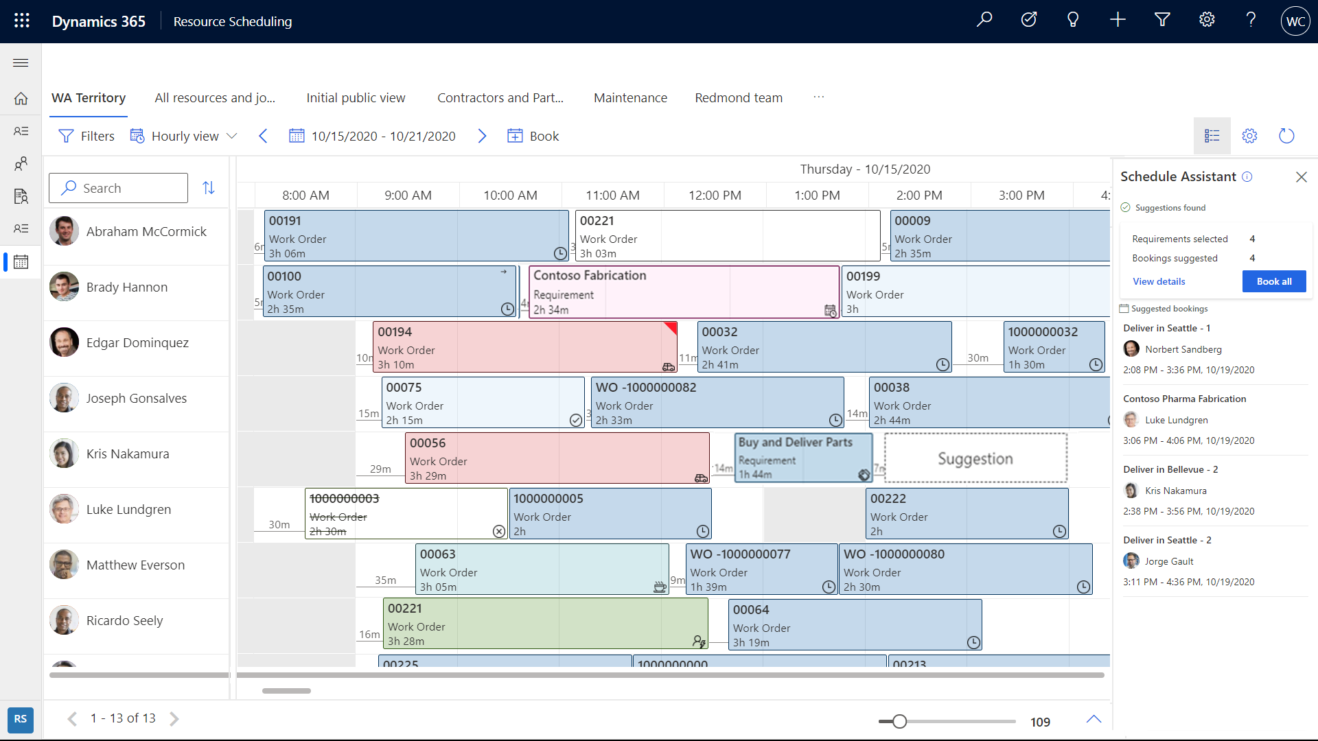 Screenshot of the scheduling assistance preview.
