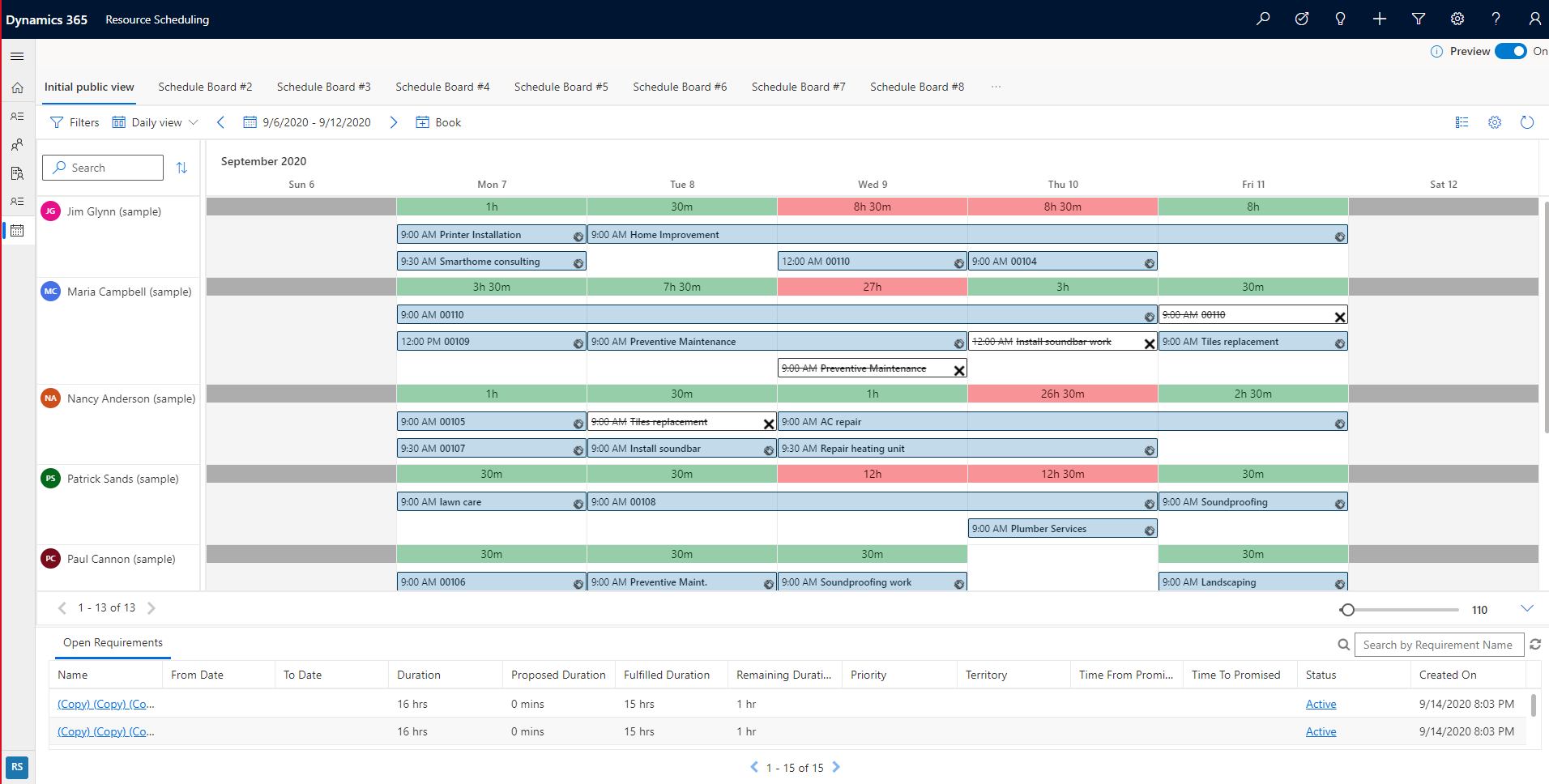 Experience The New And Improved Schedule Board Dynamics 365 Field Service Microsoft Learn 1436