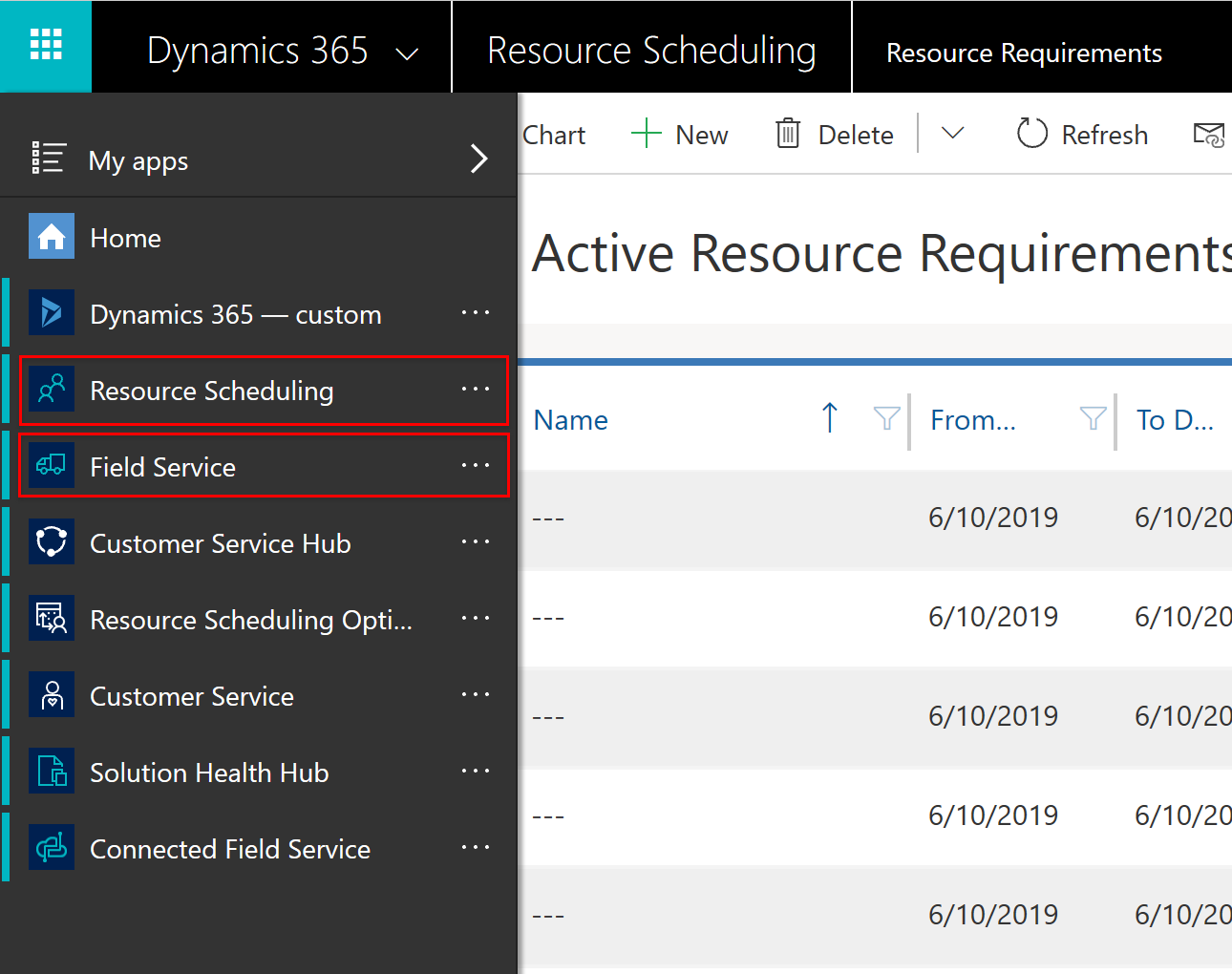 Screenshot of Screenshot of Universal Resource Scheduling and Field Service apps.