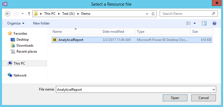 Select a Resource file dialog box.