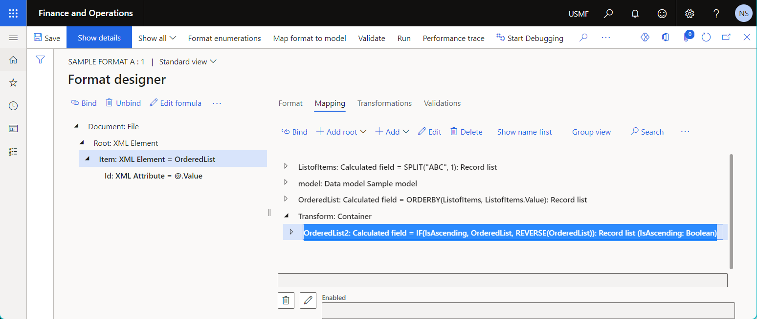 Data source of the Calculated field type that's configured for sorting on the Format designer page.