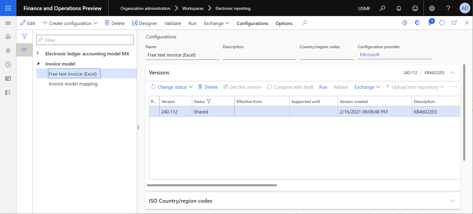 Imported ER configurations on the Configurations page.