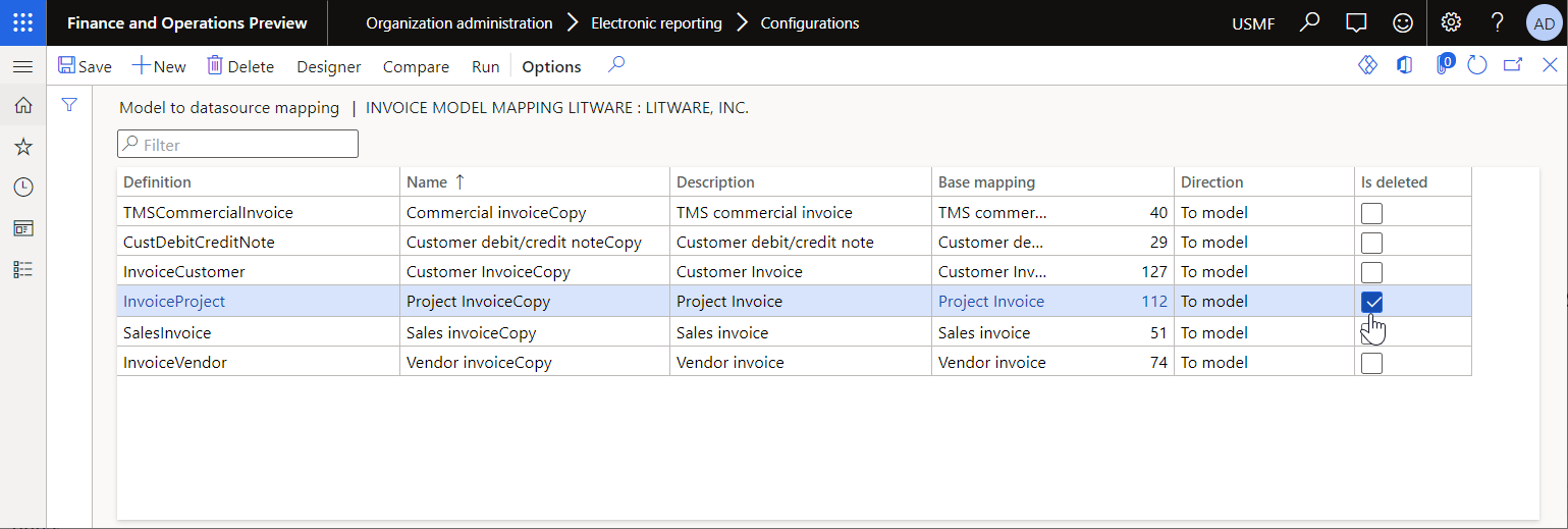 Setting the model mapping as virtually deleted on the Model to datasource mapping page.