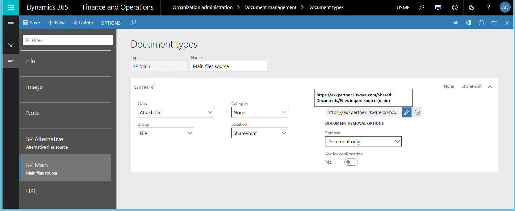SharePoint setting – new document type.
