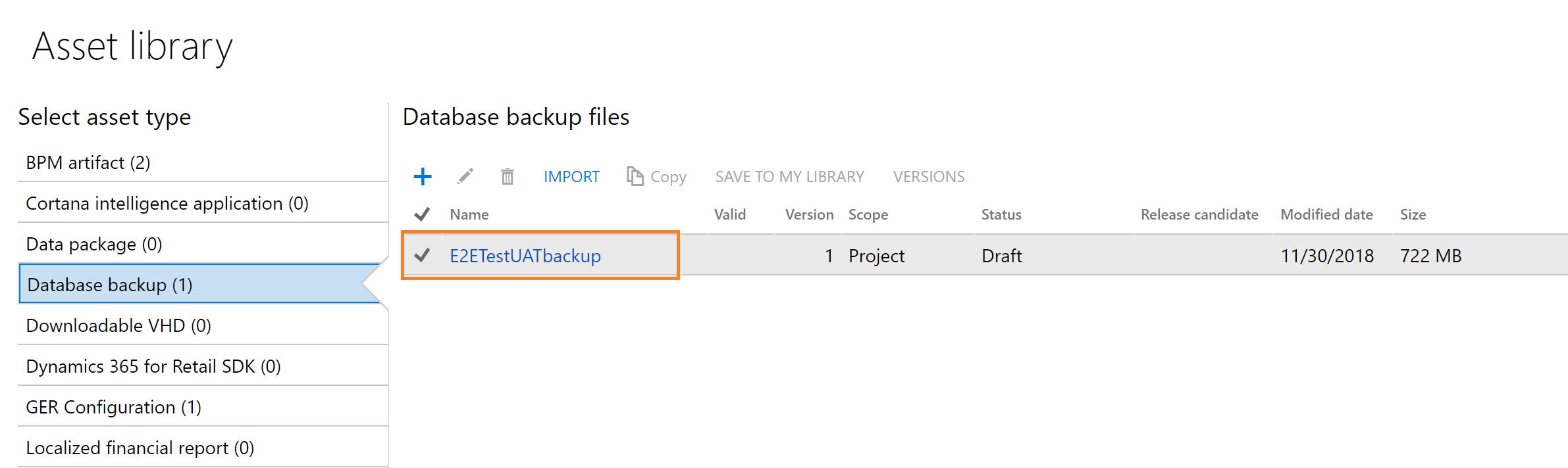 Asset library backup files.