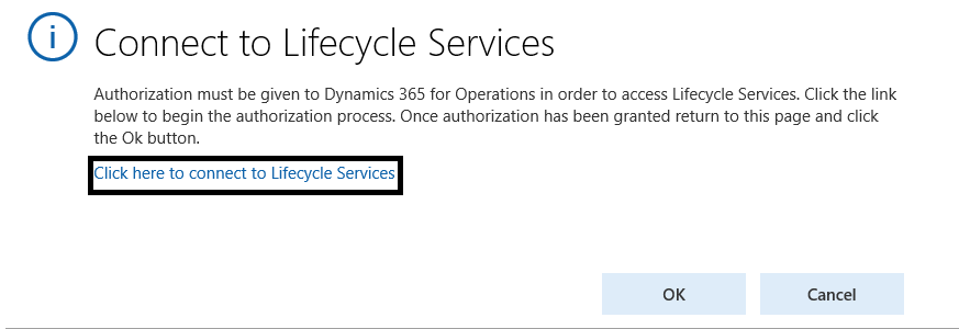 Click to connect to Lifecycle Services.