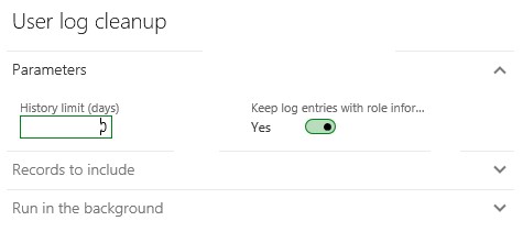 User log cleanup page.