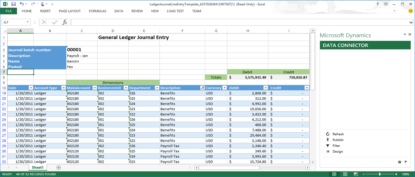 general journal template excel