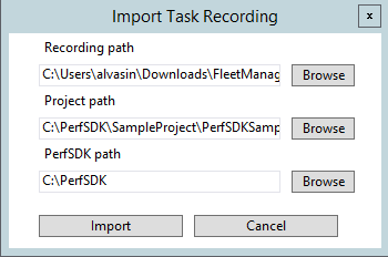 Import Task Recording dialog box.