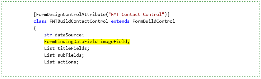 Example of code that adds the FormBindingDataField field.