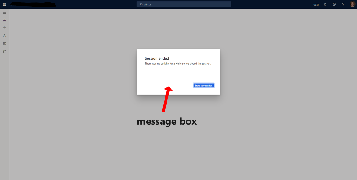 The following image shows an example of a message box.