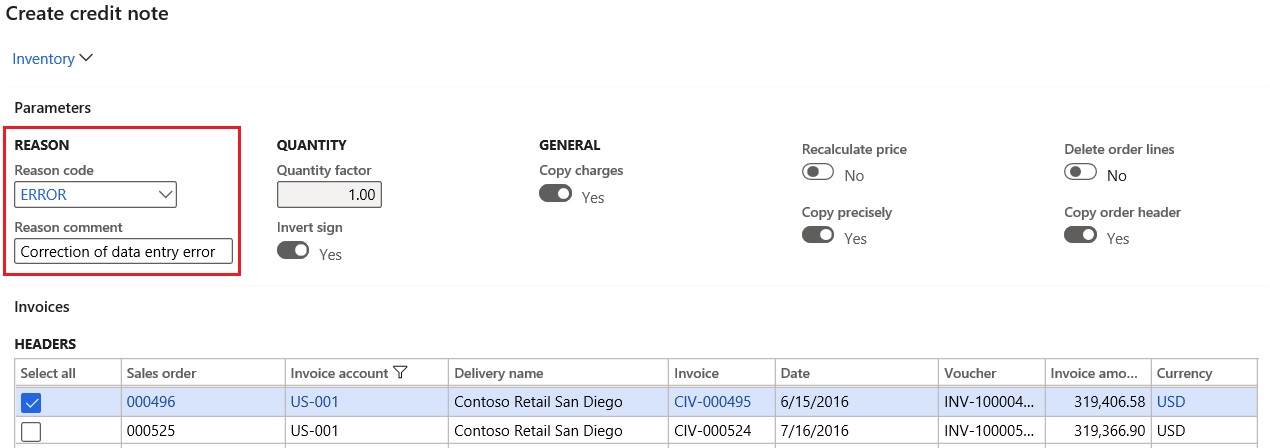 Defining the reference for a sales order.