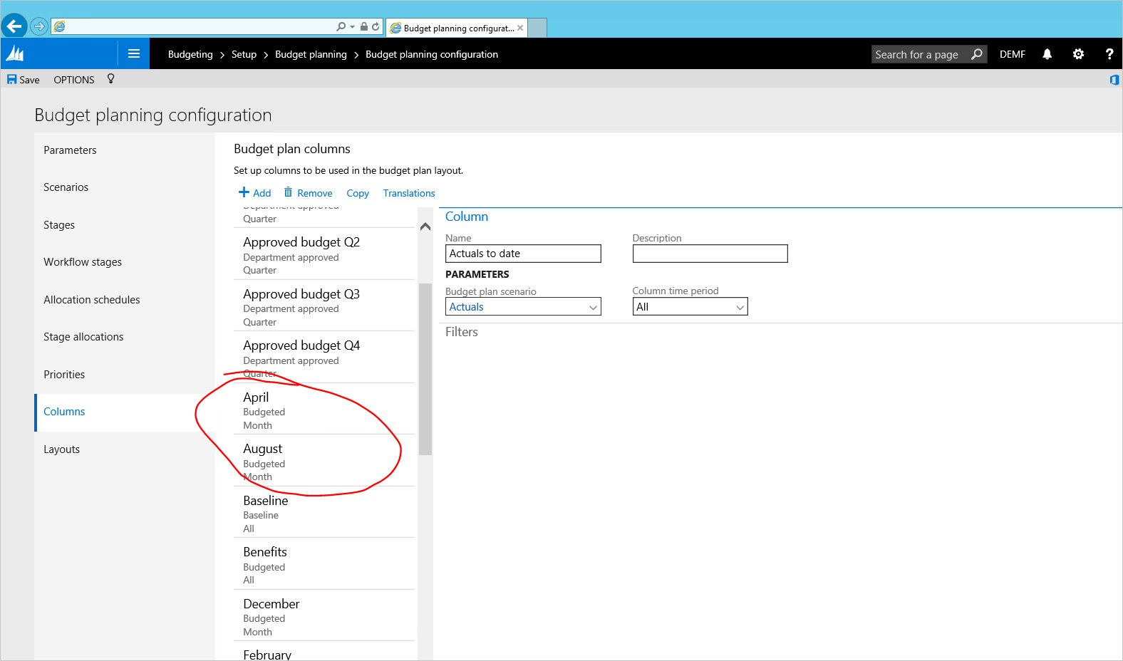 Budget planning - Finance, Dynamics 365