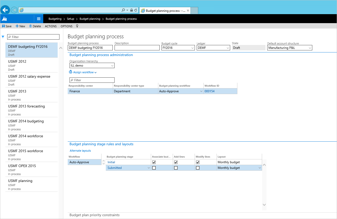 Budget planning - Finance, Dynamics 365