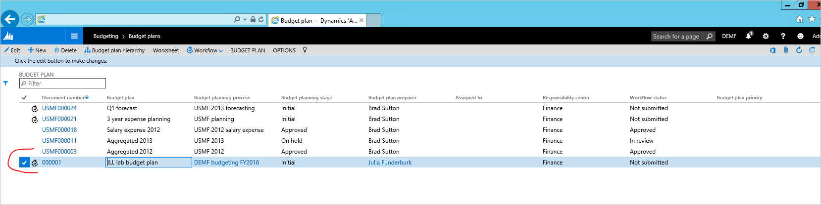 Budget planning - Finance, Dynamics 365