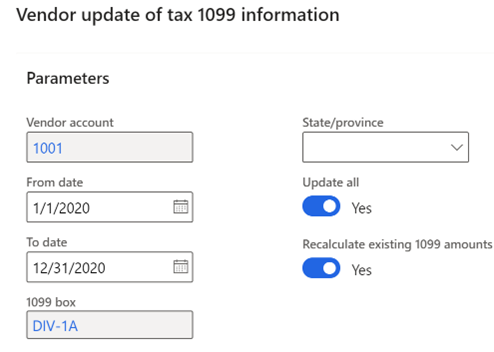 Tax 1099 transactions: Before running the update routine.