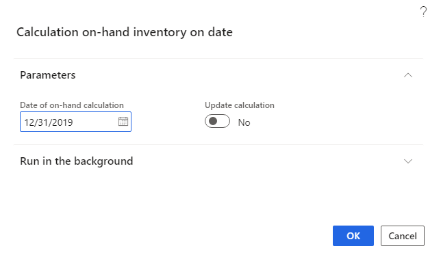 Calculation on-hand inventory on date page.