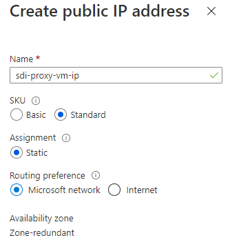 Creating a public IP address.
