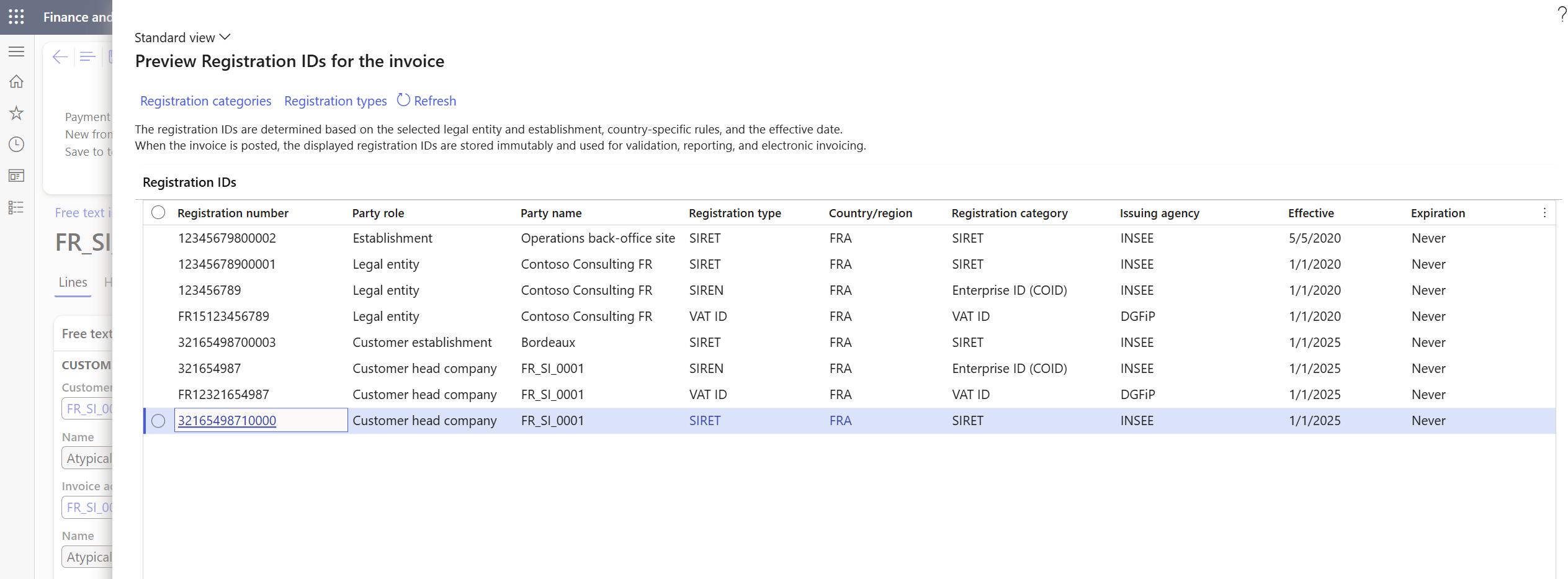 Screenshot of an example of preview Registration ID.