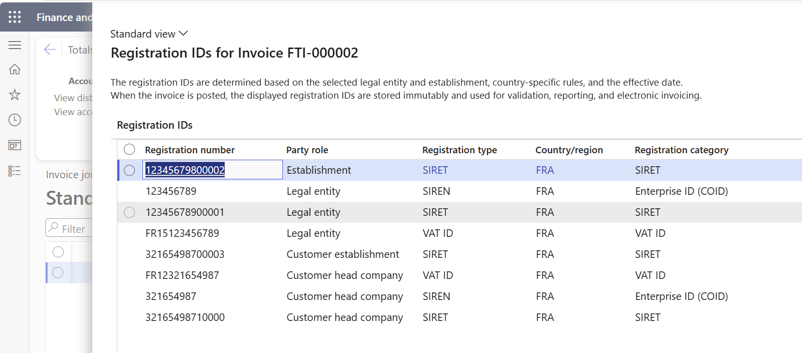 Screenshot of an example of review Registration ID.
