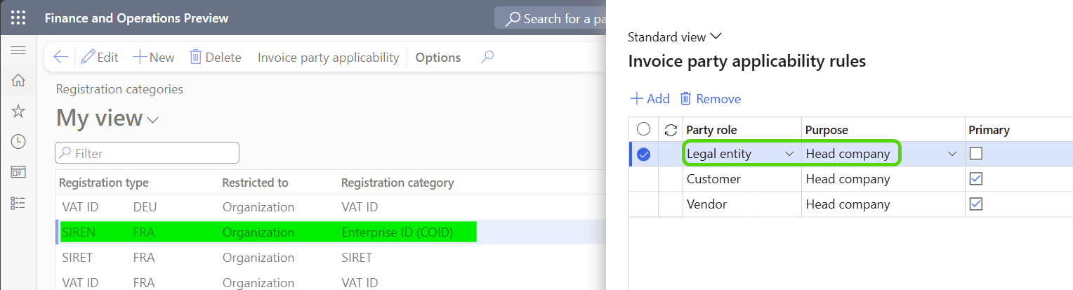 Screenshot of an example SIREN setup for France.