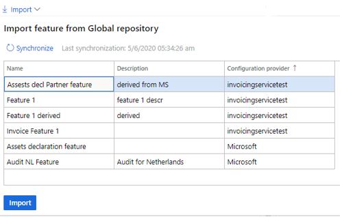 Import feature from Global repository page.