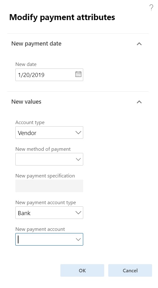 Modify payment attributes.